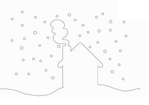 Pochoir "scénette sous la neige : la maison"