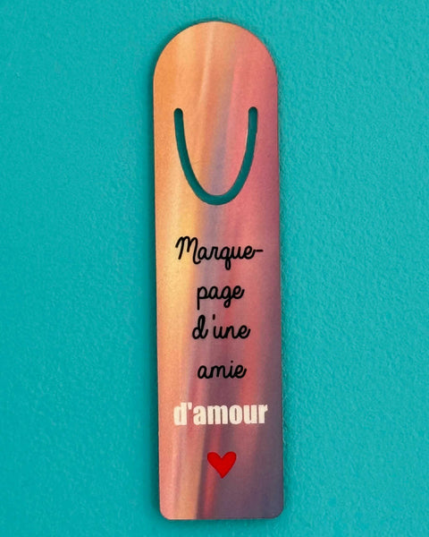 Marque-page "Amie d'amour, tons roses et mauves"