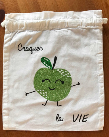 Pochon "Pomme croquer la vie"
