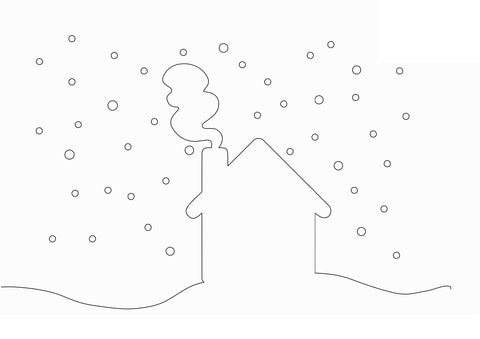 Pochoir "scénette sous la neige : la maison"